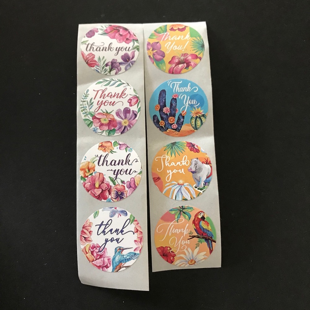 200 thank you stickers 1” round 8 designs - Picture 2 of 7
